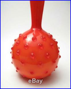 MID Century Empoli Italian Orange Cased Glass Hobnail Vase Vintage Retro