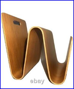 MID Century Modern Alvar Aalto Style Veneered Wood Sculptural Magazine Rack