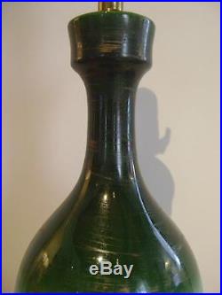 MID Century Modern Blue Green Ombre Glaze Urn Lamp Modernist Pottery Retro Vtg