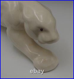 MID Century Modern Ceramic White Panther Sculpture Figure
