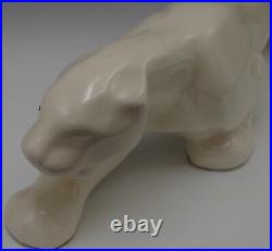 MID Century Modern Ceramic White Panther Sculpture Figure