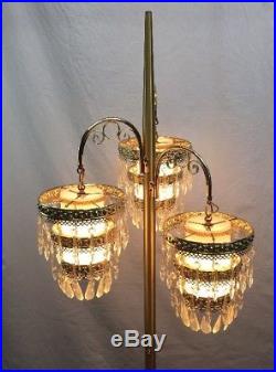 MID Century Modern Floor Pole Lamp 3 Light Swag Vintage Retro Hollywood Regency