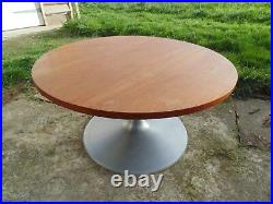 MID Century Teak And Brushed Steel Round Tulip Coffee Table Free Delivery Retro