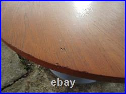 MID Century Teak And Brushed Steel Round Tulip Coffee Table Free Delivery Retro