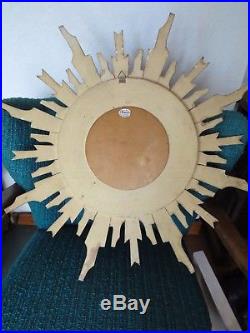 MID Century Vintage 1960's Wooden Convex Sunburst Mirror Starburst Mirror Retro