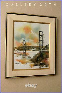 MID Century Watercolor Painting! Marchello! Art San Francisco Golden Gate Bridge