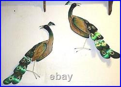 Masketeers 1965 Peacock Wall Hangings Large Mid-Century Modern Decor Wood Brass