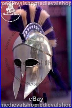 Medieval Greek Corinthian Armour Helmet Blue & White Plume Knight Spartan