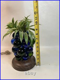 Mid Century 1960's Pineapple Lucite Tiki Lamp Works Blue and Green 11 Tall