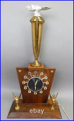 Mid Century 1960s Large Speedboat Boat Racing Trophy Award Spartus Clock