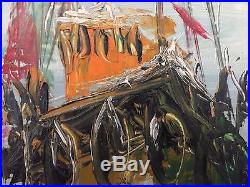 Mid Century 1960s Terry Burke Original Impressionist Abstract Oil Painting retro