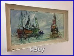 Mid Century 1960s Terry Burke Original Impressionist Abstract Oil Painting retro
