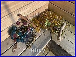 Mid-Century 2 Lamps Lucite Grape Clusters Swag Light FOR REPAIR Drift Wood Lot