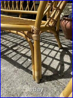 Mid Century Bamboo Sofa Set inc. 2 Chairs, Bohemian Boho Tiki Retro Cane Rattan