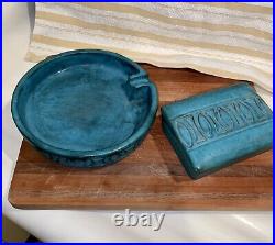 Mid Century Bitossi Rosenthal Netter Ceramic Pottery Cigarette Box & Ashtray