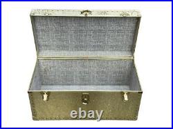 Mid Century Brass Clad 32 Hollywood Regency Storage Trunk Chest Table