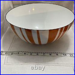 Mid Century Catherine Holm Large 11 1/8 Bowl Orange Stripe Norway Enamel MCM