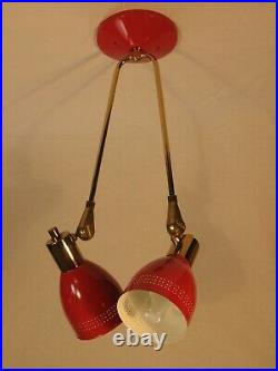 Mid-Century Ceiling Light fixture GLOBE Lighting Red and Brass