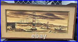 Mid Century Colbus Painting Golden Gate Bridge Featurecraft Studio Print Framed