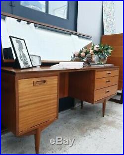Mid Century Dressing Table Desk Teak Veneer Mirror Stool DELIVERY AVAILABLE