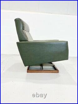 Mid Century Green Vintage Retro Arm Chair With Footstool
