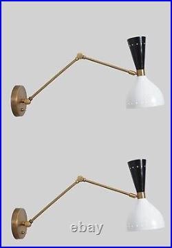 Mid Century Italian Adjustable Wall Lamps Set of 2 Wall Sconces for Modern Deco