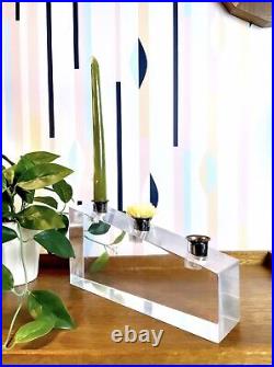 Mid-Century Lucite Candleholder Tapered Block 1960's Ritts Astrolite Vintage
