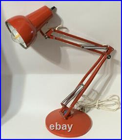 Mid Century MOD Luxo by Jacob Jacobsen Norway Swing Arm Red Desk Lamp & Base