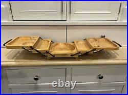 Mid Century Mod Karoff Wood 3 Tier Expandable Buffet Serving Tray Charcuterie