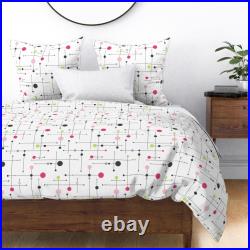 Mid Century Mod Pink Retro Dots Abstract Pastel Sateen Duvet Cover Spoonflower