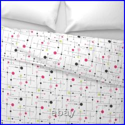 Mid Century Mod Pink Retro Dots Abstract Pastel Sateen Duvet Cover Spoonflower