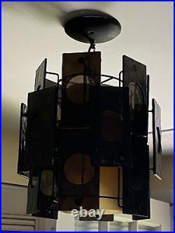 Mid Century Modern 1960's Smoked Lucite Panels Swag Lamp