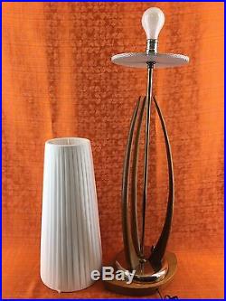 Mid Century Modern 43 Teak & Brass Table Lamp Vintage Beautiful! Retro MCM