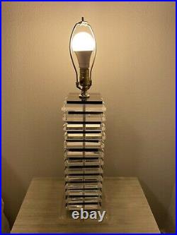 Mid-Century Modern Black and Clear Acrylic Stacked Table Lamp 28