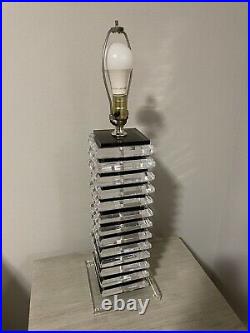 Mid-Century Modern Black and Clear Acrylic Stacked Table Lamp 28