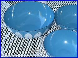 Mid Century Modern CathrineHolm Enamel Blue & White Lotus Nesting Bowls