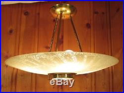 Mid Century Modern Ceiling Light Fixture Glass Shade 1950s Vintage Atomic Retro