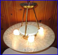 Mid Century Modern Ceiling Light Fixture Glass Shade 1950s Vintage Atomic Retro