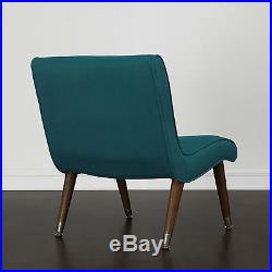 Mid Century Modern Chair Accent Armless Teal Retro Vintage Fabric Living Room