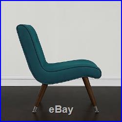 Mid Century Modern Chair Accent Armless Teal Retro Vintage Fabric Living Room