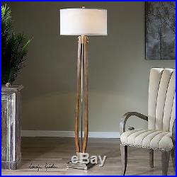 Mid Century Modern Curved Wood Floor Lamp Retro Bronze Vintage Style