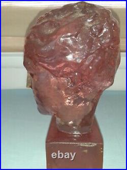 Mid Century Modern Dorothy C Thorpe Lucite Woman's Head Sculpture 11T with Tag