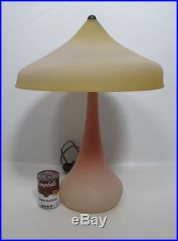 Mid Century Modern Eames Era Peach Frosted Glass Vintage Retro Mushroom Lamp yqz