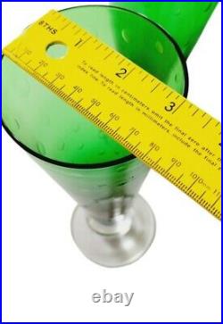 Mid Century Modern Emerald Green Tall Glass Cups MCM Atomic Clear Base 13 fl Oz