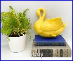 Mid Century Modern English Yellow Ceramic Swan Wall Pocket