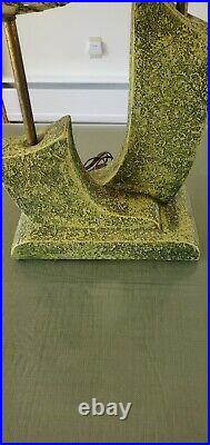 Mid Century Modern Fat Lava Style Two Tier Green Pottery Eames Era Atomic Ranch