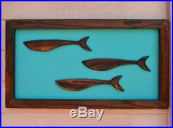 Mid Century Modern Fish Art Redwood Carving 1950s Witco Tiki Polynesia Nautical