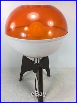 Mid Century Modern Lamp Orange White Plastic Vintage Retro Spaceship Saucer
