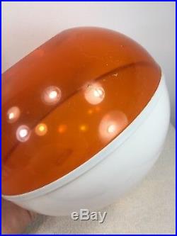 Mid Century Modern Lamp Orange White Plastic Vintage Retro Spaceship Saucer