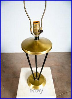 Mid Century Modern Lamp Set Table Light lighting Black Brass Pair Set Round Gold